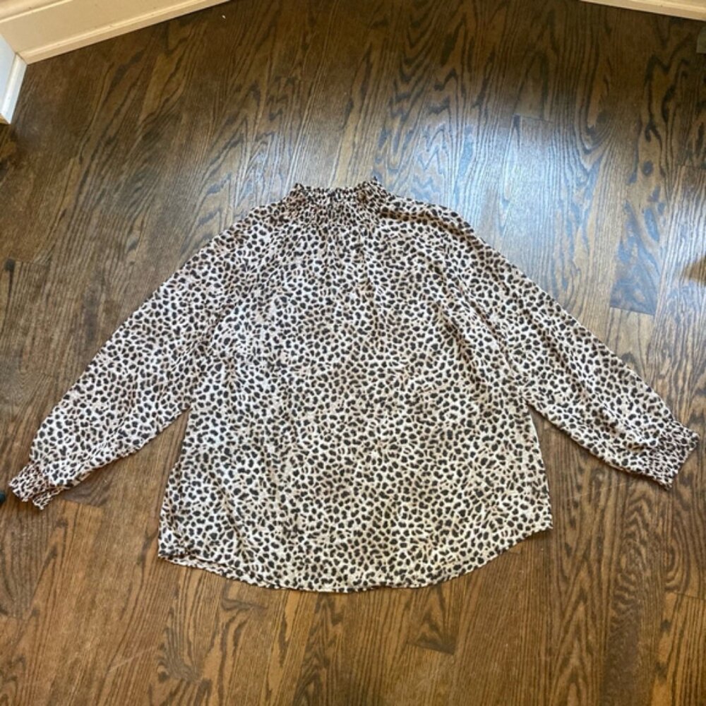Women's Torrid Blouse 1X Brown Leopard